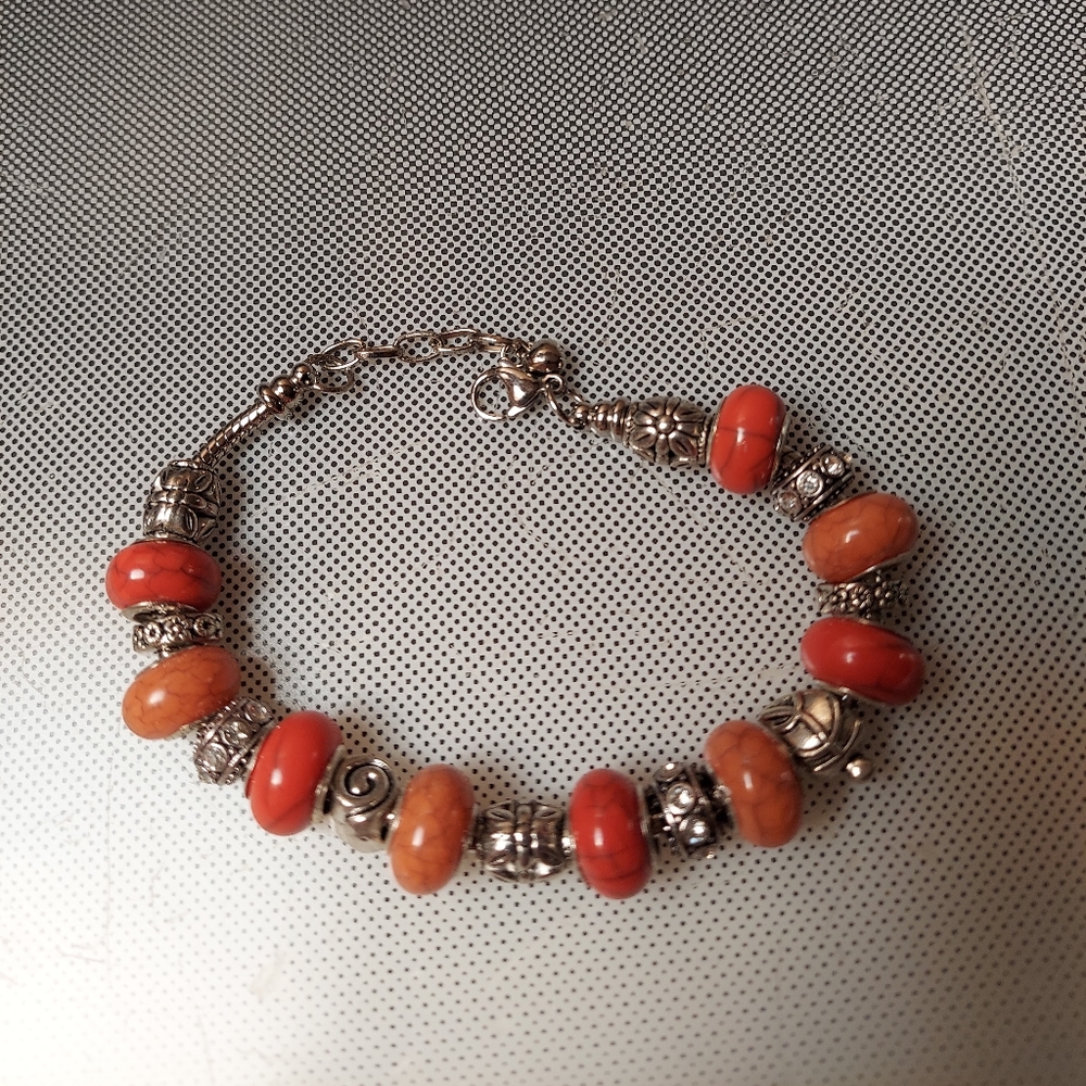 Halloween eurobead booo! bracelet 9 orange beads